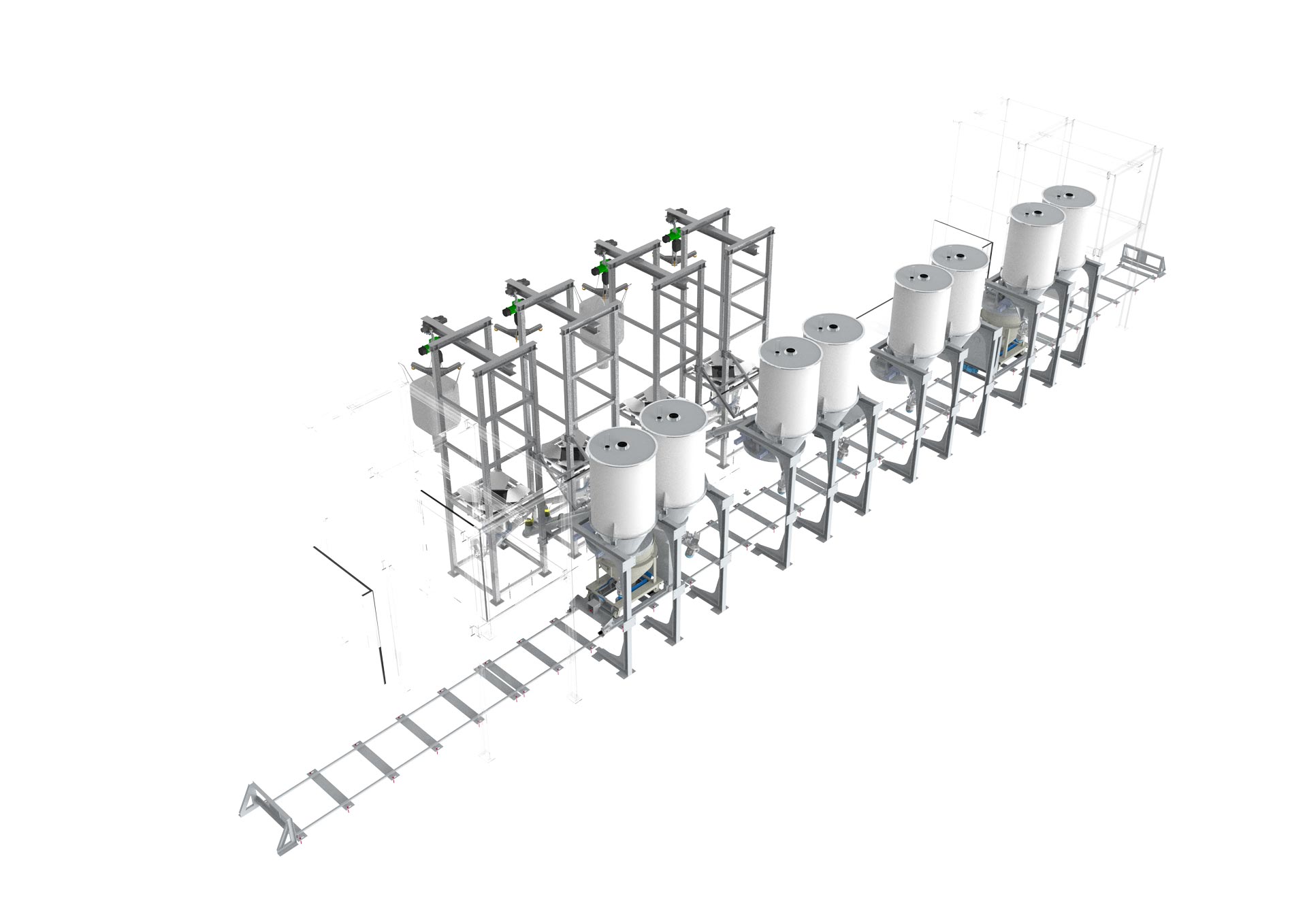 Impianto trasporto materie chimiche per preparazione ricette